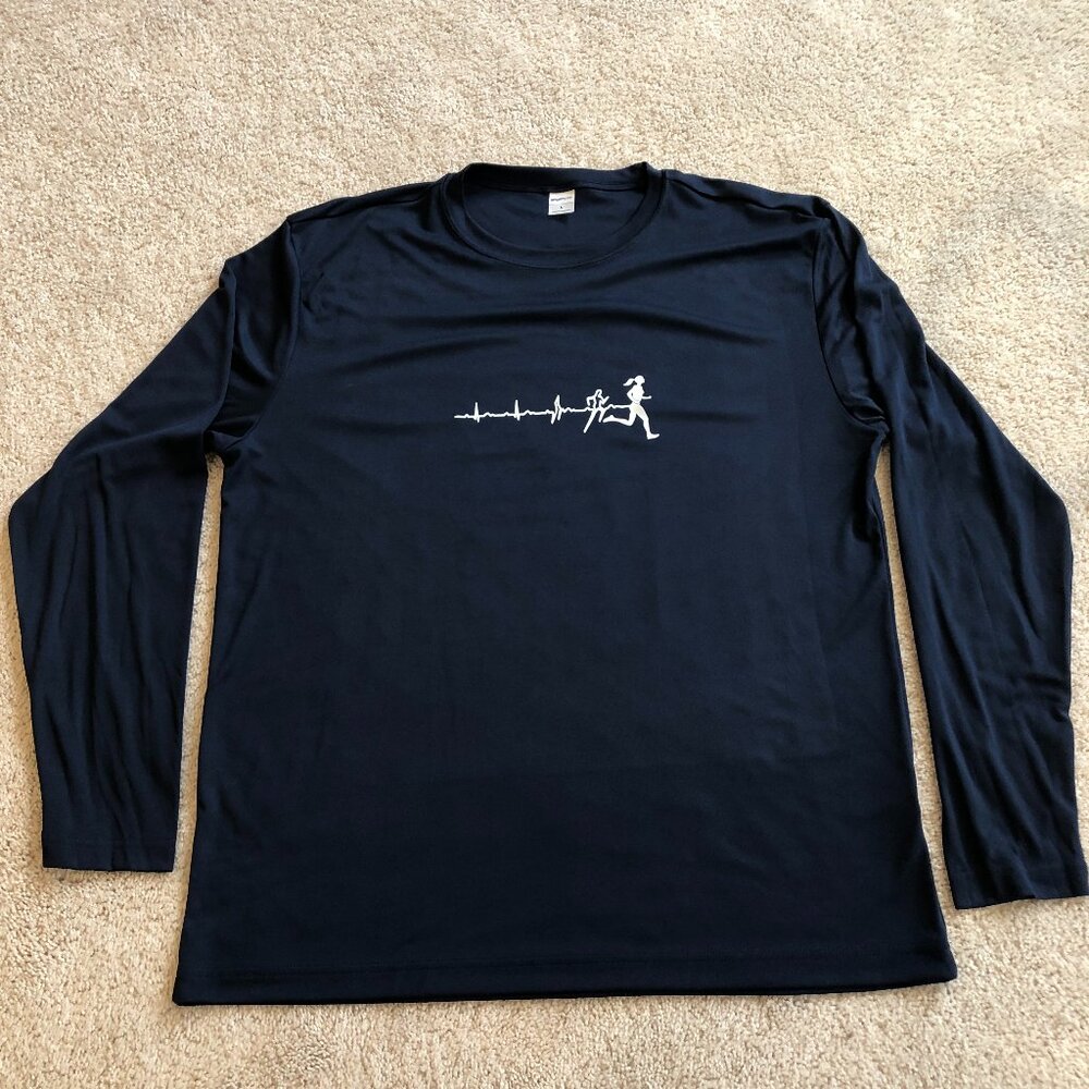 NWOT "I Run..." Long-Sleeves Navy Blue Shirt Top